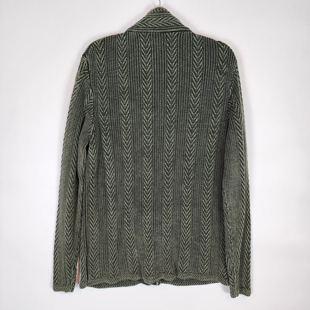 Carbon 2 Cobalt Men's Timberline Zip Front Cardigan Sweater Cable Knit Cotton - Picture 5 of 12